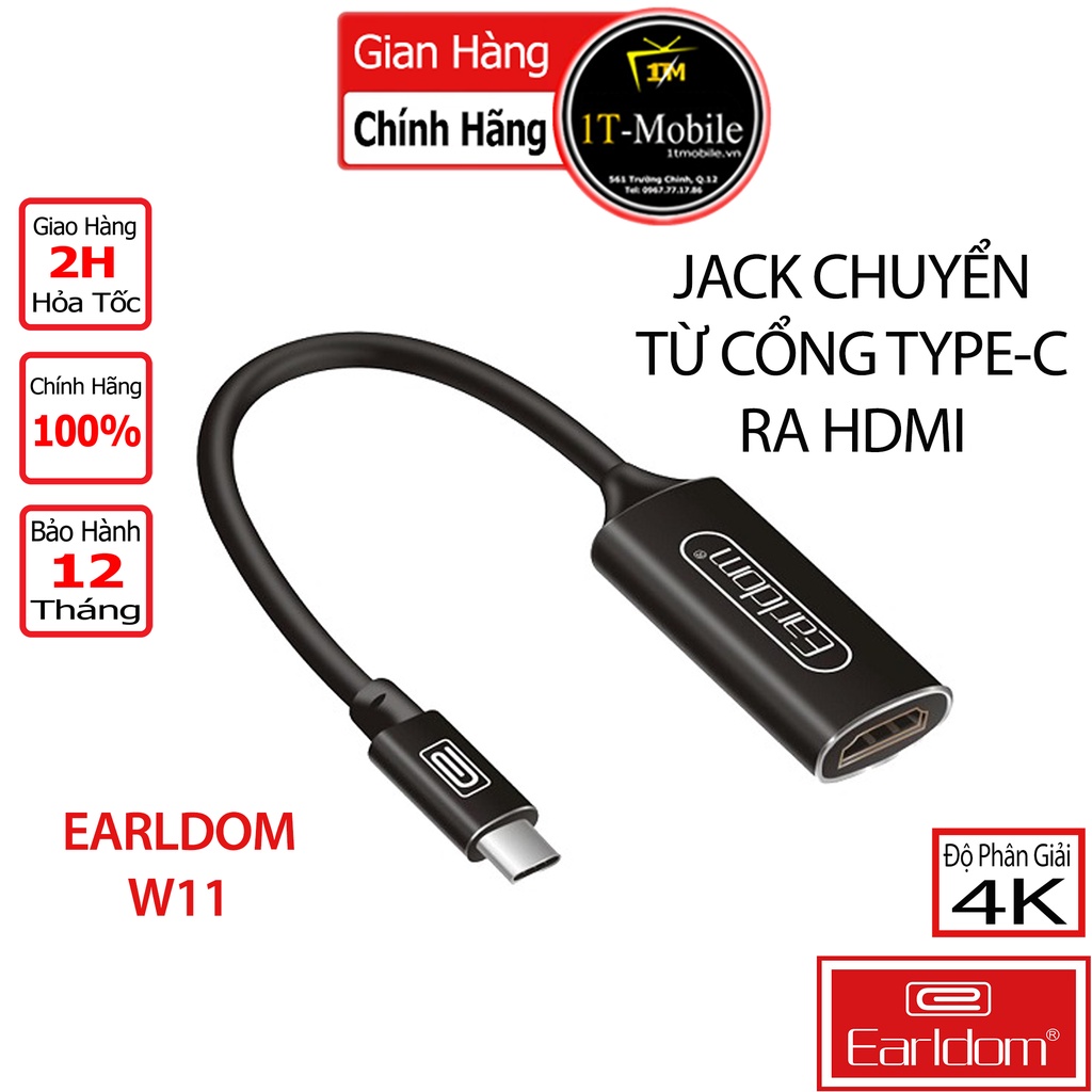 Jack Chuyển Đổi Từ Cổng Type C Ra Cổng HDMI Earldom W11