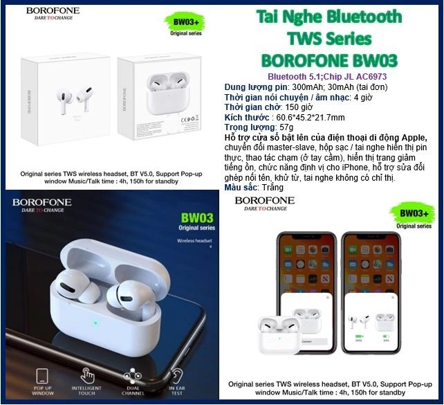 Tai Nghe Bluetooth Borofone TWS BW03 (2tai)