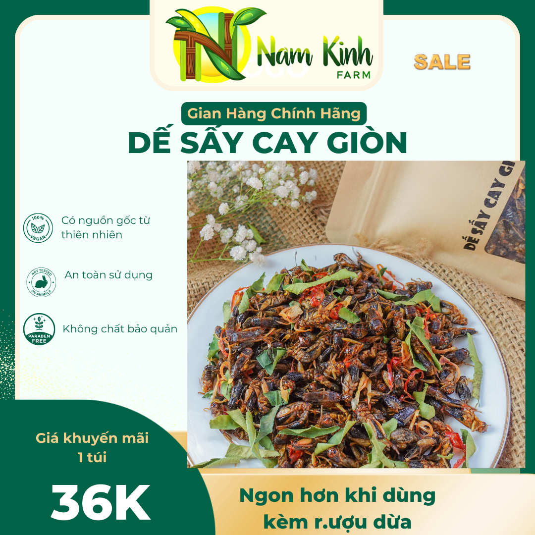 Dế Sấy Cay Giòn - Nguồn Dinh Dưỡng Dồi Dào, Hương Vị Đậm Đà- Chính hiệu Nam Kinh